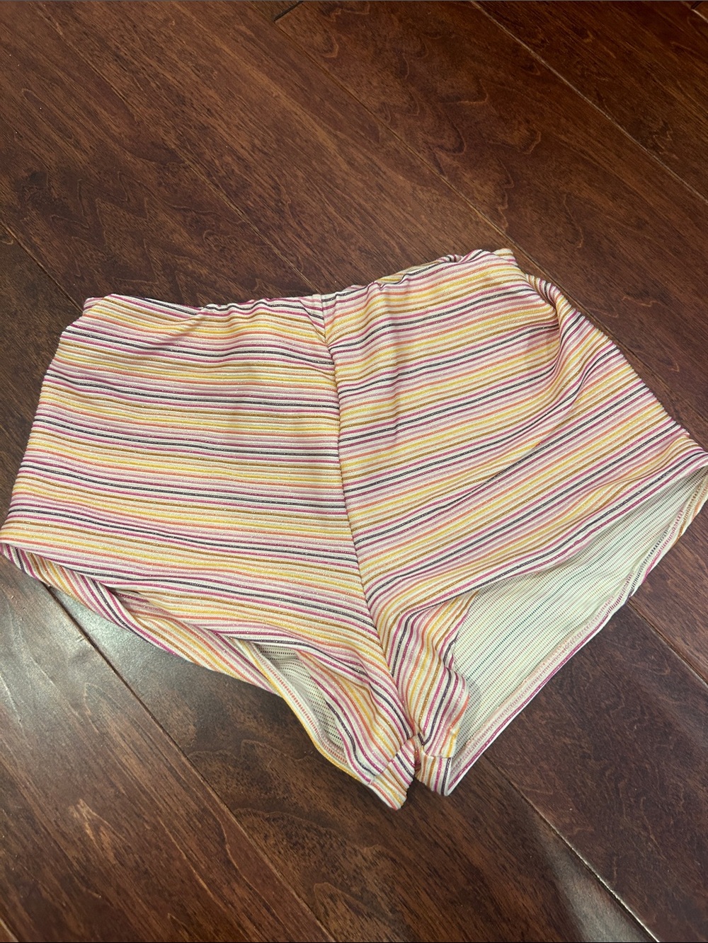 Peixoto Pastel Striped Ribbed Shorts in Pink, Yellow and Mint